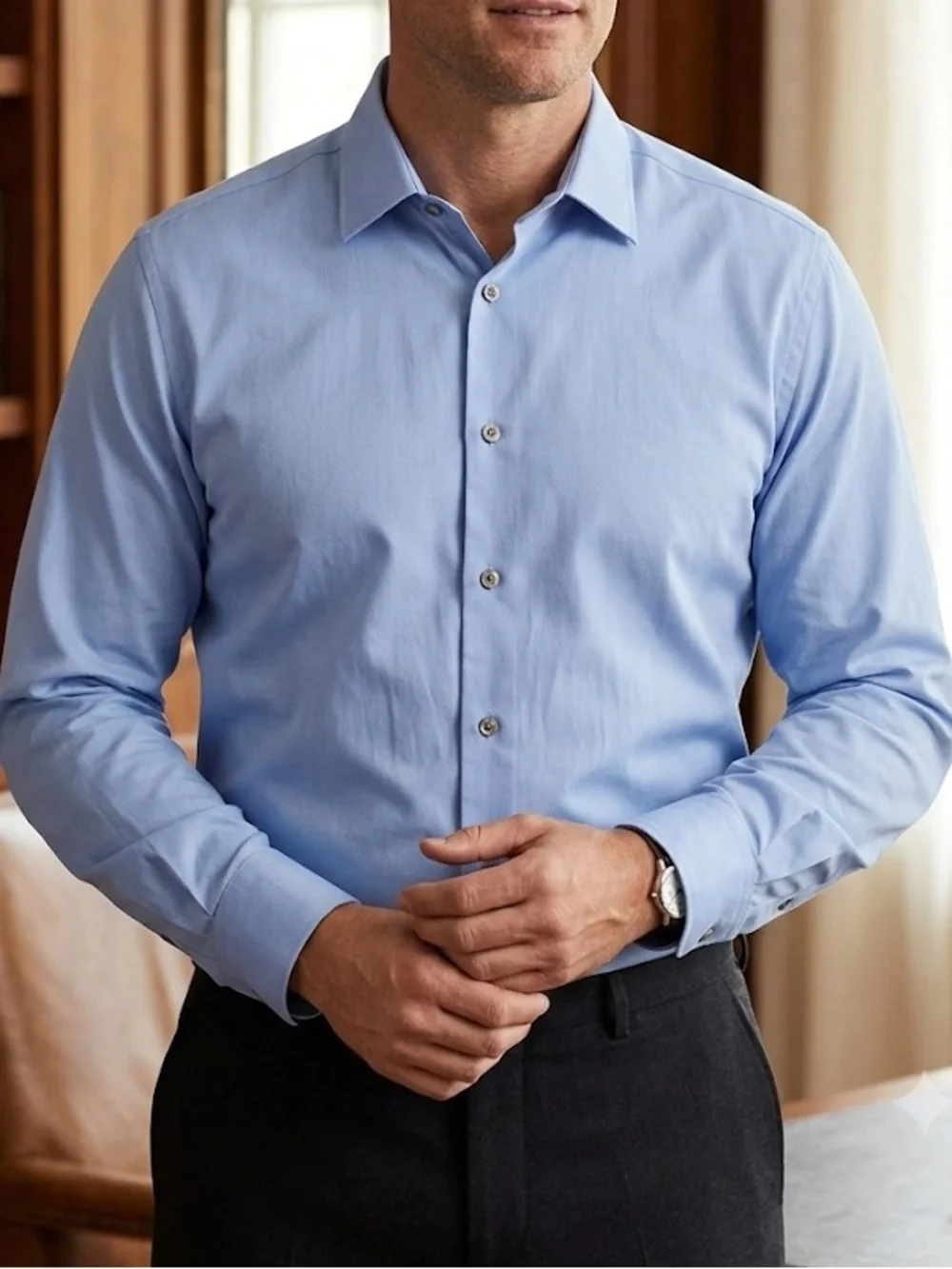 Banana Republic Men's Slim Fit Dress Shirt Size L16-16.5 Blue Long Sleeve